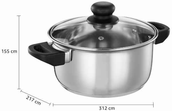 Sanskriti Exports Stainless Steel Induction Bottom Dutch Oven with Glass Lid (20cm, 3 litres) - Image 3