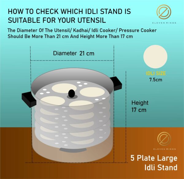 Sanskriti Exports 5 Plates Stainless Steel Heavy Quality Idli Stand/Idli Maker Makes 20 Large Size Idlis at Once - Image 2