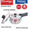 Prestige Deluxe Alpha Svachh Stainless Steel Pressure Cooker 1.5L With Glass Lid (With Deep Lid For Spillage Control)