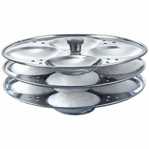 Premium Stainless Steel 3 plates 12 cavity Idli Stand Homemade Idli Maker Makes 12 standard size Idlis at once Idly stand with holes to be inserted in pressure cooker 3 Rack Idlis Stand