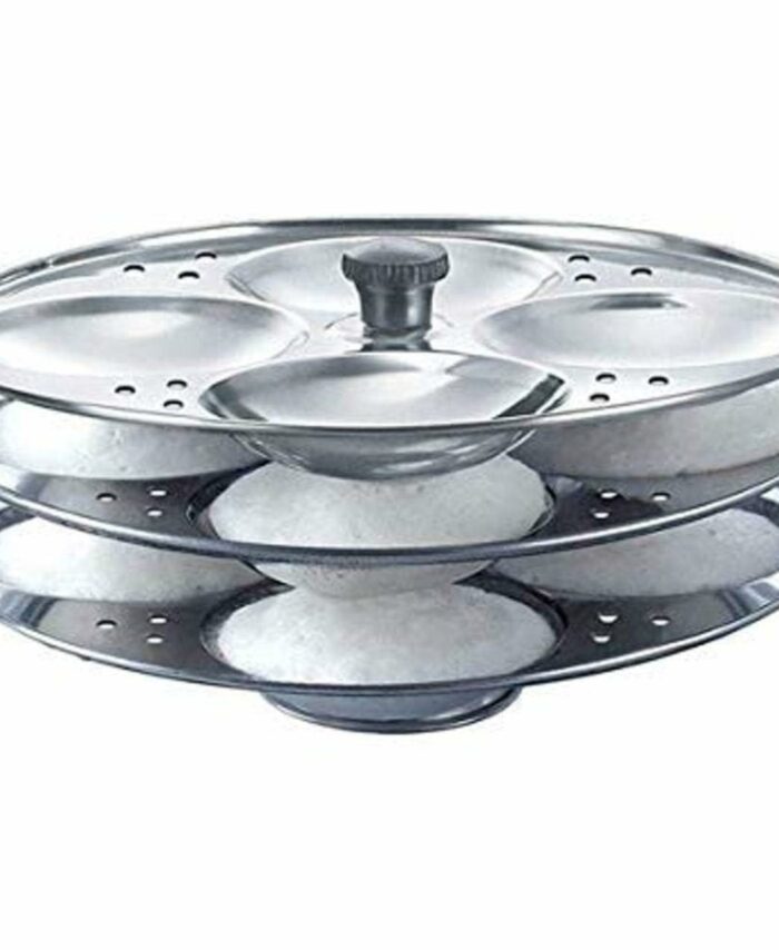 Premium Stainless Steel 3 plates 12 cavity Idli Stand Homemade Idli Maker Makes 12 standard size Idlis at once Idly stand with holes to be inserted in pressure cooker 3 Rack Idlis Stand