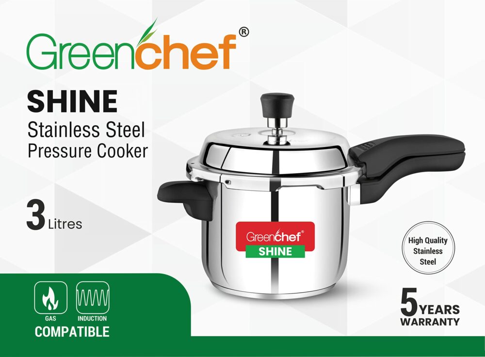 Sanskriti Exports Shine outer lid Stainless steel Pressure cooker 3 litre Induction Compatible - ISI Certified - Image 3