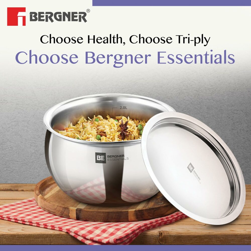 Sanskriti Exports BE Sanskriti Exports Essentials Tri-Ply Stainless Steel 16 cm Rice Handi with Lid, Steel Small Rice Handi, Even Heat Distribution, Easy to Clean, Induction & Gas Stove Friendly, Silver, 5-Year Warranty - Image 3