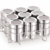 Stainless Steel Spice Box – 9-Compartment Masala Organizer with Lid