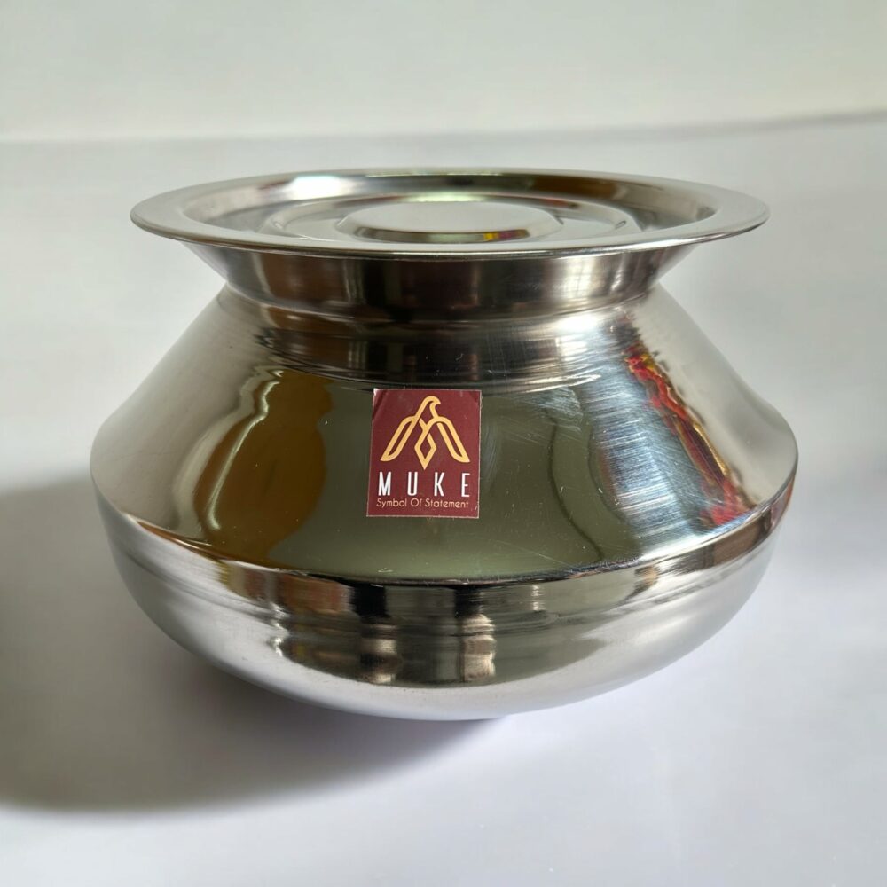 Milton Small Stainless Steel Handi degchi with Lid (Pongal Handi, 1000 ML, Dishwasher Safe) Handi 1 L with Lid
