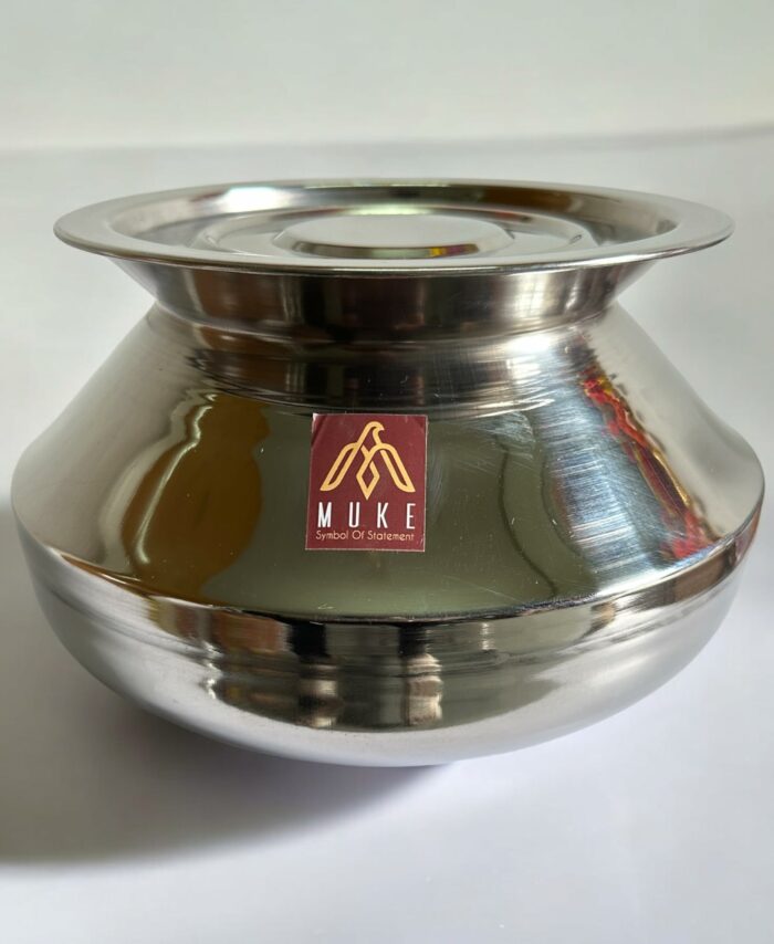 Milton Small Stainless Steel Handi degchi with Lid (Pongal Handi, 1000 ML, Dishwasher Safe) Handi 1 L with Lid