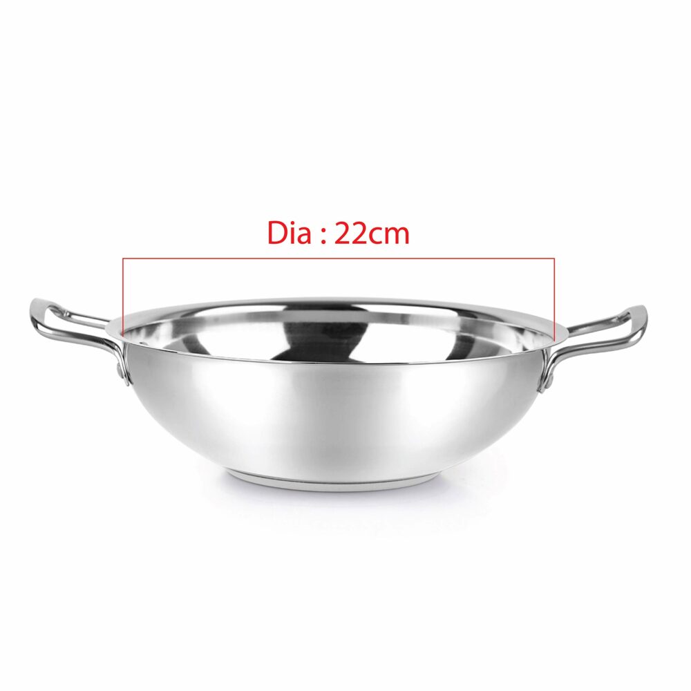 Sanskriti Exports Stainless Steel Kadhai with SS Lid 1 5Ltr / 22cm, Silver, Medium - Image 5