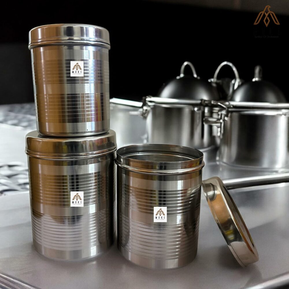 Milton Stainless Steel Kitchen Container 5 kg to 7 kg, set of 3 pcs Steel dibba Set Steel Utility Container Storage dabba food grade jar & Container (Pack of 3, Silver) - Image 5
