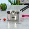 Sanskriti Exports Stainless Steel Induction Bottom Gas Stove & Induction Friendly Saucepan with Bacelite Wire Handle, 900ml, 12 cm Dia, Silver
