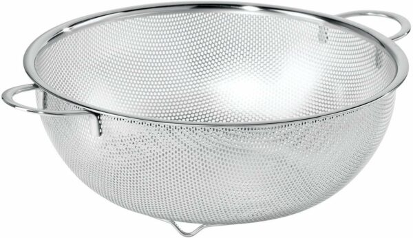 Sanskriti Exports Multipurpose Stainless Steel Colander Strainer Drainer with Handle for Rice Fruits Vegetable Noodles Pasta Beans Grains Washing Filter Basket for Kitchen (25.5x25.5x9 cm) - Image 2