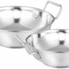 Sanskriti Exports Stainless Steel Induction Bottom Kadhai Set size 22 cm, 27 cm (2 pieces, 2 Liters, and 3 6 Liters)