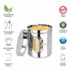 Sanskriti Exports Stainless Steel Multipurpose See Through Containers | Air Tight Canisters For Kitchen Storage | Ubha Dabba | Transparent Vertical Jar | Silver | 2 Kgs | Pack Of 4 Pcs