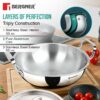 Sanskriti Exports Tripro Triply Stainless Steel Deep Kadai with Lid 22cm - 2.5 Litres - Induction & Gas Ready - Masala Box Friendly - Image 4