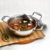 Vinod Platinum Triply Stainless Steel Extra Deep Kadai with Stainless Steel Lid 1 1 litres Capacity (18 cm Diameter) | 18 cm Triply Stainless Steel Kadai, Silver (Induction and Gas Stove Friendly)