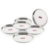 Sanskriti Exports Stainless Steel Thali Set | 25 cm Mirror Finish Plates for Dinner & Lunch, Set of 6