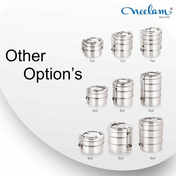 Sanskriti Exports Stainless Steel Lunch Box/Tiffin with Locking Clip, 4-Tier Container, 1500 ml, Hot & Cold Leak-Proof, Compact & Durable, Perfect for Office, School, Picnic and Travel, Silver