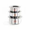 Sanskriti Exports Stainless Steel Belly Shape 3 Pc Tope/Cookware/Pot Set with Lid 380ML, 500ML, 780ML, (Silver)