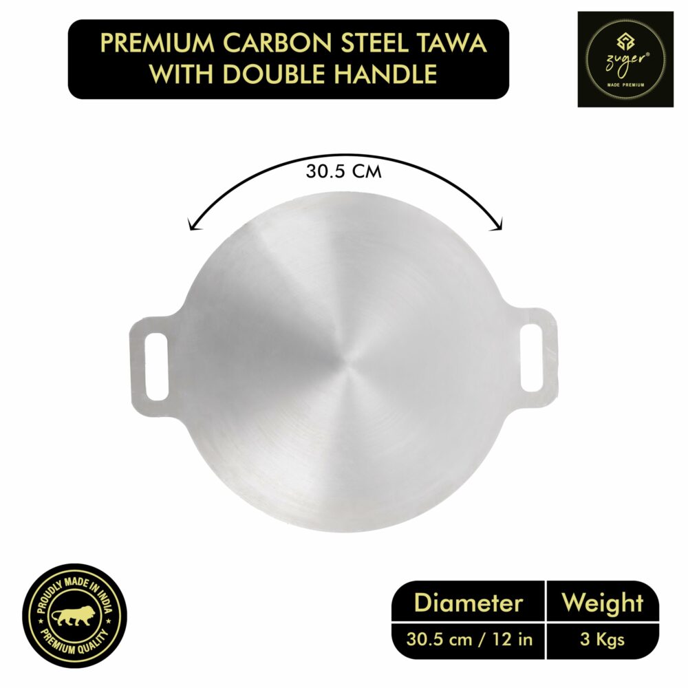 Sanskriti Exports 30 CM Carbon Steel Curved Tawa for Dosa, Chapati, Roti, Omelette - Chef's Choice, Toxin-Free, Heats up Faster, Non-Stick, Last Longer - Image 6