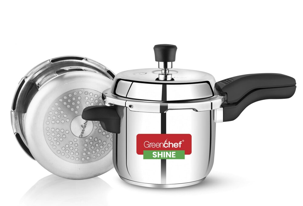 Sanskriti Exports Shine outer lid Stainless steel Pressure cooker 3 litre Induction Compatible - ISI Certified - Image 5