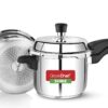Sanskriti Exports Shine outer lid Stainless steel Pressure cooker 3 litre Induction Compatible - ISI Certified