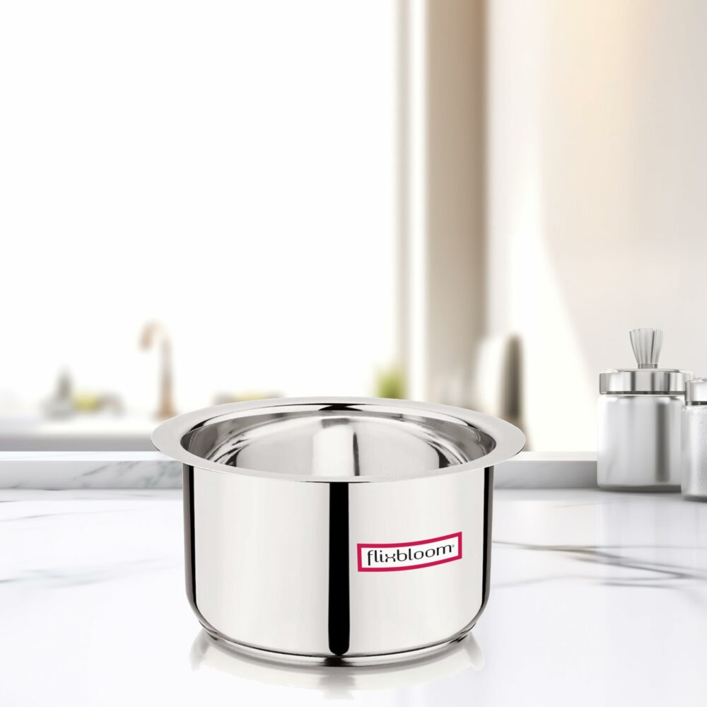 Sanskriti Exports 500 ml Stainless Steel TriPly (S A S)-Bottom Thick Guage Induction Base | LPG Friendly Kitchen Cookware Utensil Deep Pot/Patila/Bhagona/Tope for Cooking & Serving
