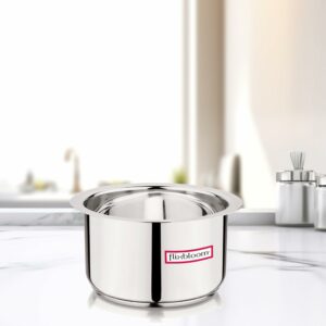 Sanskriti Exports 500 ml Stainless Steel TriPly (S A S)-Bottom Thick Guage Induction Base | LPG Friendly Kitchen Cookware Utensil Deep Pot/Patila/Bhagona/Tope for Cooking & Serving