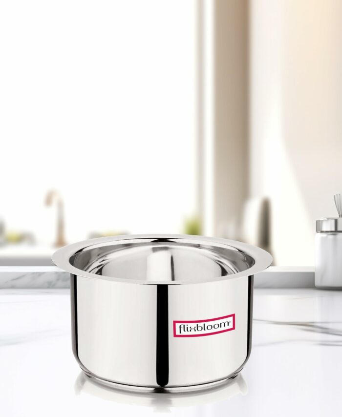 Sanskriti Exports 500 ml Stainless Steel TriPly (S A S)-Bottom Thick Guage Induction Base | LPG Friendly Kitchen Cookware Utensil Deep Pot/Patila/Bhagona/Tope for Cooking & Serving