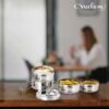 Sanskriti Exports Stainless Steel Lunch Box/Tiffin with Locking Clip, 4-Tier Container, 1500 ml, Hot & Cold Leak-Proof, Compact & Durable, Perfect for Office, School, Picnic and Travel, Silver