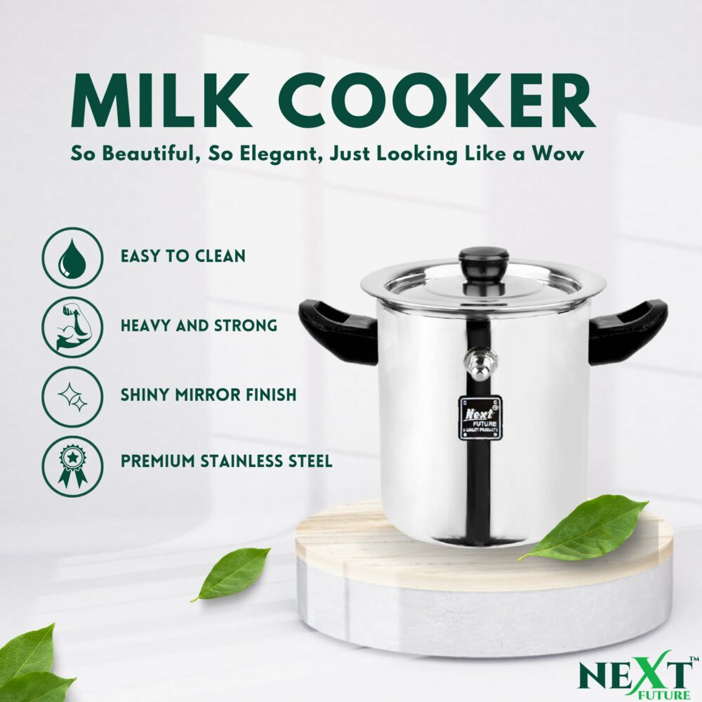 Sanskriti Exports 5-Star 0 7 Litre Stainless Steel Milk Boiler | Steel Milk Pot with Lid | Milk Cooker with Handle, Knob, Whistle | Milk Pan, Induction Compatible (0 7 Litre) - Image 4