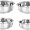 Sanskriti Exports Stainless Steel Handi Set - Set of 4 (15cm, 16cm, 19cm, 21cm) with Lids - Ideal for Indian Cooking - Image 3