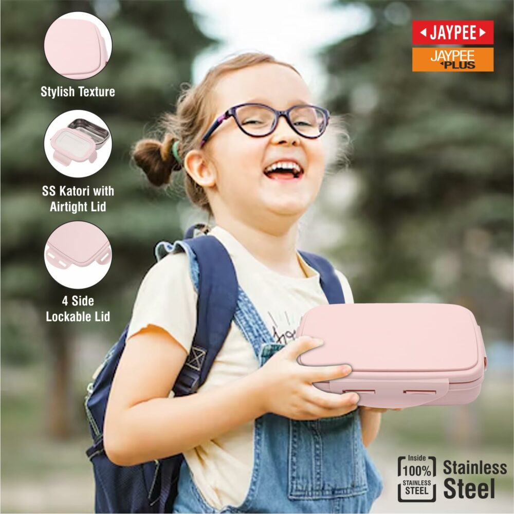 Sanskriti Exports Stainless Steel Insulated Lunch Box Wavesteel Jr. Pink, 500 ml, Airtight Tiffin Box for School Kids |Spillproof with Silicon Seal |Food Grade | BPA Free - Image 3