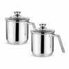 Stainless Steel Milkpan, Water Boiler, Egg Boiler, Saucepan with Lid - Set of 4 - Induction & Gas Compatible - 14cm Pot 1.8 liter - for Indian Cooking & Pooja Decor