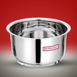 Sanskriti Exports Stainless Steel 500ml Cookware Triply Bottom Induction Base Utensil Deep Cooking Tope/Bhagona/Handi/Patila/Container for Boil Milk/Tea/Water Cook & Serve (Tope Without Lid, l)