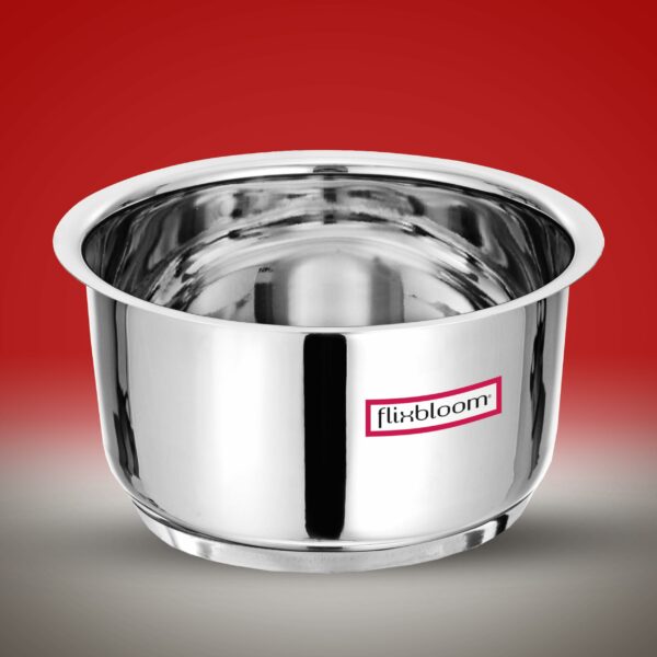 Sanskriti Exports Stainless Steel 500ml Cookware Triply Bottom Induction Base Utensil Deep Cooking Tope/Bhagona/Handi/Patila/Container for Boil Milk/Tea/Water Cook & Serve (Tope Without Lid, l)