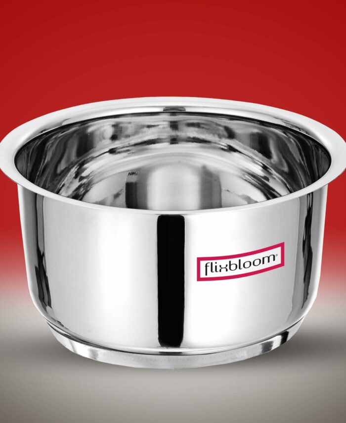 Sanskriti Exports Stainless Steel 500ml Cookware Triply Bottom Induction Base Utensil Deep Cooking Tope/Bhagona/Handi/Patila/Container for Boil Milk/Tea/Water Cook & Serve (Tope Without Lid, l)