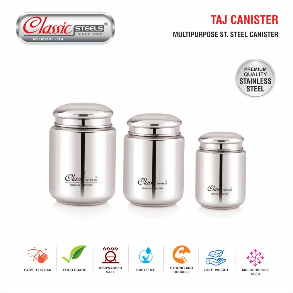 Classic Steels Stainless Steel Canister - Elegant Circular Design for Tea, Coffee, and Spices | Leak Proof | Airtight Kitchen Storage Container 1000ML - Image 4