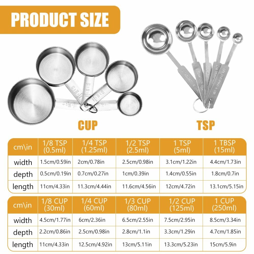Sanskriti Exports? 10Pcs Measuring Cups and Spoons Set - Stainless Steel Measuring Cup with Scales of 2 Units, Dry & Wet Food Measuring Cup for Cooking and Baking, Ideal for Chefs & Home Cooks (Silver) - Image 2