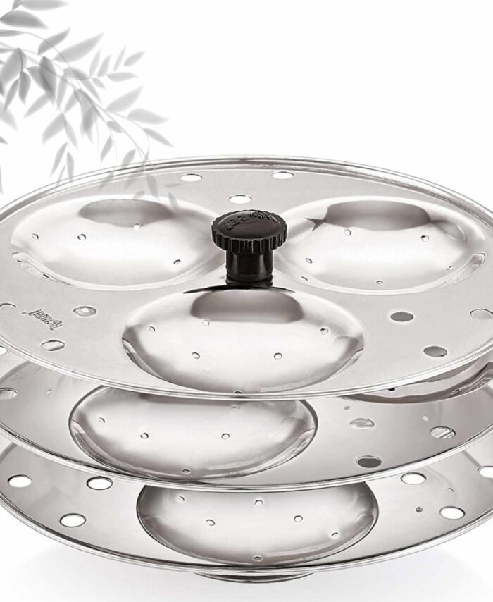 Sanskriti Exports - 3 Plates Stainless Steel Heavy Quality Idli Stand for 3 Liter Cooker | (9 Big Size idli Maker Stand Kitchen Tool 3 Plates, Silver)