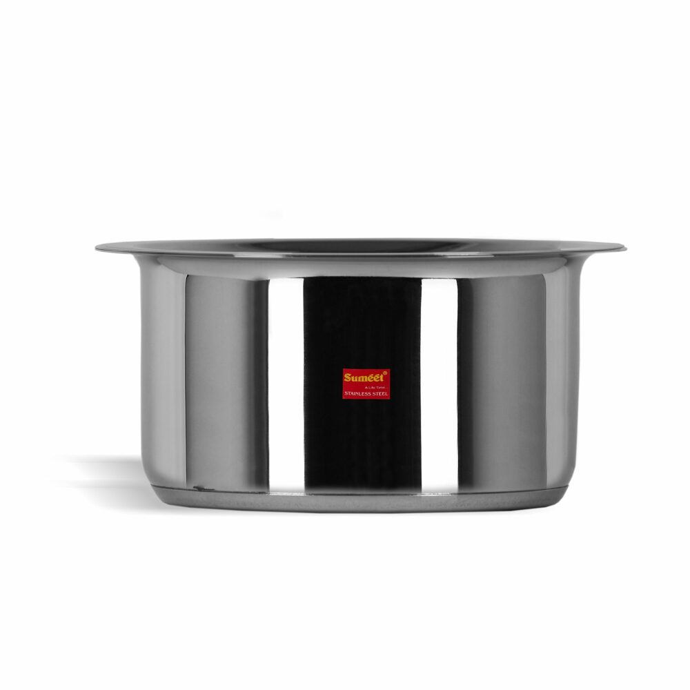Sanskriti Exports Stainless Steel Induction Bottom(Encapsulated Bottom)Induction&Gas Stove Friendly Container/Tope/Cookware With Lid Size No 13(2 3 Liter)