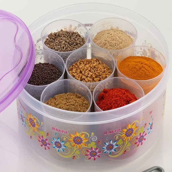 Sanskriti Exports Masala Box Dabba for Keeping Spices, Spice Box for Kitchen, Plastic Unique Style Masala Box, Masala Container, Masala Dabba - Multicolor (MB Pro) - Image 2