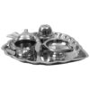 Handcrafted Stainless Steel Thali Set with Kumkum Plate, Silver Finish for Pooja and Worship