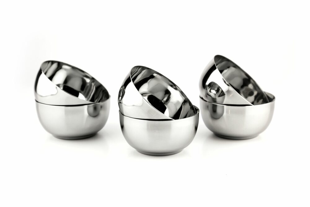Stainless Steel - Vegetable Serving Bowls Set of 6 | 150ML Each | Ideal Katori for Curry, Dal, Raita, Sweets | Durable & Rust-Free Kitchen Essentials | Mirror Finish Steel Bowls