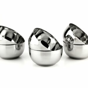 Stainless Steel - Vegetable Serving Bowls Set of 6 | 150ML Each | Ideal Katori for Curry, Dal, Raita, Sweets | Durable & Rust-Free Kitchen Essentials | Mirror Finish Steel Bowls