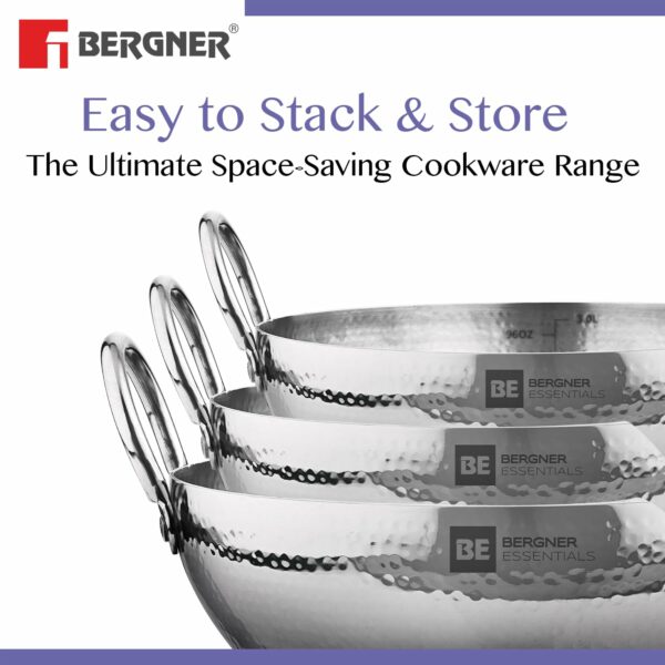 Sanskriti Exports BE Essentials 28 cm Hammered Kadai, 4 2 L Kadhai Without Lid, Thickness 2 2 mm, Food Safe, Sturdy and Durable, Easy to Clean, Gas Stove Compatible, Dishwasher Safe, 5-Year Warranty