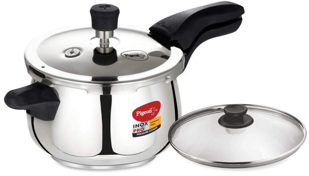 Pigeon by Stovekraft Inox Pro Stainless Steel Cooker 3L Outer Lid Cooker-Induction Base Compatible