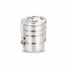 Sanskriti Exports Stainless Steel Lunch Box/Tiffin with Locking Clip, 4-Tier Container, 1500 ml, Hot & Cold Leak-Proof, Compact & Durable, Perfect for Office, School, Picnic and Travel, Silver