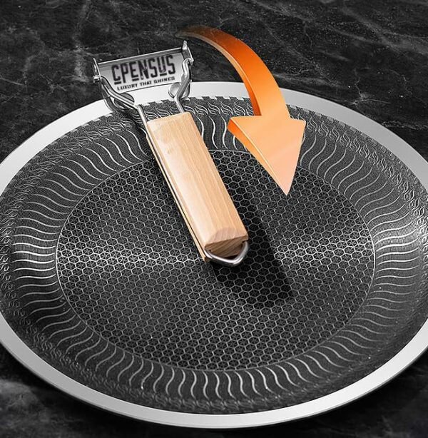 Sanskriti Exports Tawa Non Stick 2.8mm Thick Triply Stainless Steel Tava for Roti Honeycomb Tawa Cookware Foldable Handle Scratch Resistance with Induction Base 30 CM