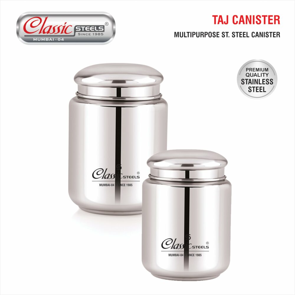 Classic Steels Stainless Steel Canister - Elegant Circular Design for Tea, Coffee, and Spices | Leak Proof | Airtight Kitchen Storage Container 1000ML - Image 2