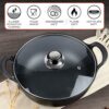 Sanskriti Exports Cast Iron Kadai with Lid/Pre Seasoned Iron Kadai with 2 Handles and Flat Base/Iron Kadhai for Cooking/Uncoated Wok for Electric Induction (with Glass Lid 27cm)