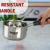 Sanskriti Exports Stainless Steel Induction Bottom Gas Stove & Induction Friendly Saucepan with Bacelite Wire Handle, 900ml, 12 cm Dia, Silver